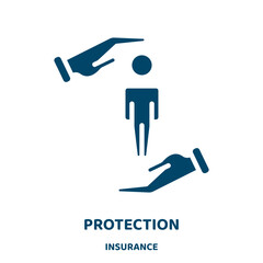 Poster - protection vector icon from insurance collection. secure filled flat symbol for mobile concept and web design. Black shield glyph icon. Isolated sign, logo illustration. Vector graphics.