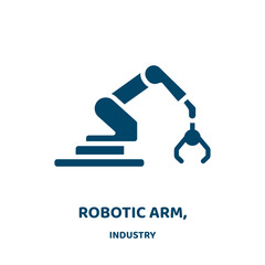 Poster - robotic arm, vector icon from industry collection. industry filled flat symbol for mobile concept and web design. Black robotic glyph icon. Isolated sign, logo illustration. Vector graphics.