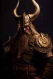 Fototapeta Panele - viking warrior king.  Generative AI .