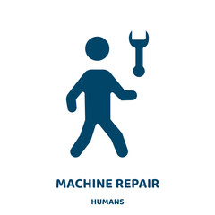 Poster - machine repair vector icon from humans collection. repair filled flat symbol for mobile concept and web design. Black machine glyph icon. Isolated sign, logo illustration. Vector graphics.