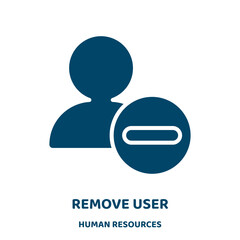 Poster - remove user vector icon from human resources collection. remove filled flat symbol for mobile concept and web design. Black user glyph icon. Isolated sign, logo illustration. Vector graphics.
