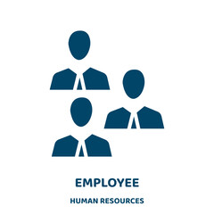 Poster - employee vector icon from human resources collection. person filled flat symbol for mobile concept and web design. Black business glyph icon. Isolated sign, logo illustration. Vector graphics.