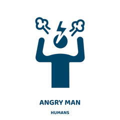 Poster - angry man vector icon from humans collection. angry filled flat symbol for mobile concept and web design. Black sad glyph icon. Isolated sign, logo illustration. Vector graphics.