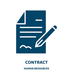 Poster - contract vector icon from human resources collection. business filled flat symbol for mobile concept and web design. Black internet glyph icon. Isolated sign, logo illustration. Vector graphics.