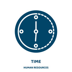 Poster - time vector icon from human resources collection. business filled flat symbol for mobile concept and web design. Black clock glyph icon. Isolated sign, logo illustration. Vector graphics.