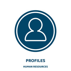 Poster - profiles vector icon from human resources collection. human filled flat symbol for mobile concept and web design. Black profile glyph icon. Isolated sign, logo illustration. Vector graphics.