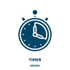 Poster - timer vector icon from hockey collection. time filled flat symbol for mobile concept and web design. Black second glyph icon. Isolated sign, logo illustration. Vector graphics.