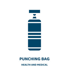 Wall Mural - punching bag vector icon from health and medical collection. power filled flat symbol for mobile concept and web design. Black gym glyph icon. Isolated sign, logo illustration. Vector graphics.