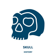 Wall Mural - skull vector icon from history collection. danger filled flat symbol for mobile concept and web design. Black warning glyph icon. Isolated sign, logo illustration. Vector graphics.