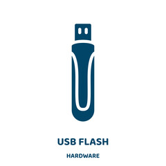 Poster - usb flash vector icon from hardware collection. usb filled flat symbol for mobile concept and web design. Black computer glyph icon. Isolated sign, logo illustration. Vector graphics.
