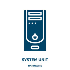 Poster - system unit vector icon from hardware collection. system filled flat symbol for mobile concept and web design. Black united glyph icon. Isolated sign, logo illustration. Vector graphics.