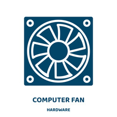 Poster - computer fan vector icon from hardware collection. fan filled flat symbol for mobile concept and web design. Black equipment glyph icon. Isolated sign, logo illustration. Vector graphics.