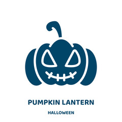 Poster - pumpkin lantern vector icon from halloween collection. halloween filled flat symbol for mobile concept and web design. Black cute glyph icon. Isolated sign, logo illustration. Vector graphics.