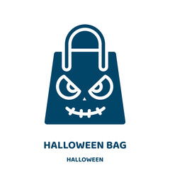 Wall Mural - halloween bag vector icon from halloween collection. bag filled flat symbol for mobile concept and web design. Black candy glyph icon. Isolated sign, logo illustration. Vector graphics.