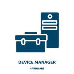 Poster - device manager vector icon from hardware collection. business filled flat symbol for mobile concept and web design. Black management glyph icon. Isolated sign, logo illustration. Vector graphics.