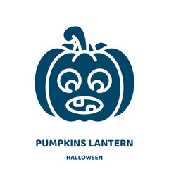 Poster - pumpkins lantern vector icon from halloween collection. halloween filled flat symbol for mobile concept and web design. Black cute glyph icon. Isolated sign, logo illustration. Vector graphics.
