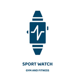 Poster - sport watch vector icon from gym and fitness collection. watch filled flat symbol for mobile concept and web design. Black sport glyph icon. Isolated sign, logo illustration. Vector graphics.