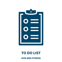 Poster - to do list vector icon from gym and fitness collection. test filled flat symbol for mobile concept and web design. Black check glyph icon. Isolated sign, logo illustration. Vector graphics.
