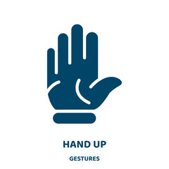 Poster - hand up vector icon from gestures collection. hand filled flat symbol for mobile concept and web design. Black up glyph icon. Isolated sign, logo illustration. Vector graphics.