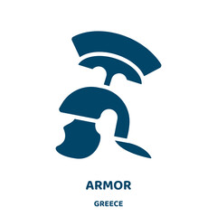 Wall Mural - armor vector icon from greece collection. emblem filled flat symbol for mobile concept and web design. Black protection glyph icon. Isolated sign, logo illustration. Vector graphics.