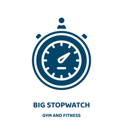 Poster - big stopwatch vector icon from gym and fitness collection. time filled flat symbol for mobile concept and web design. Black stopwatch glyph icon. Isolated sign, logo illustration. Vector graphics.