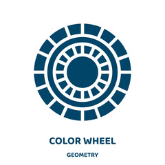Poster - color wheel vector icon from geometry collection. wheel filled flat symbol for mobile concept and web design. Black circle glyph icon. Isolated sign, logo illustration. Vector graphics.