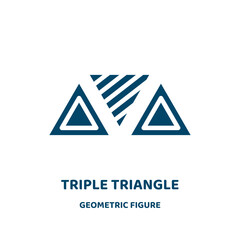 Poster - triple triangle vector icon from geometric figure collection. triangle filled flat symbol for mobile concept and web design. Black triple glyph icon. Isolated sign, logo illustration. Vector graphics.