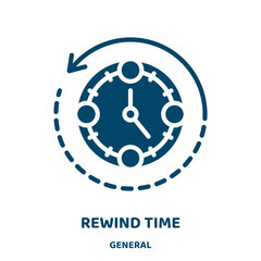 Poster - rewind time vector icon from general collection. rewind filled flat symbol for mobile concept and web design. Black time glyph icon. Isolated sign, logo illustration. Vector graphics.