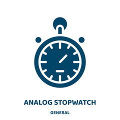 Poster - analog stopwatch vector icon from general collection. clock filled flat symbol for mobile concept and web design. Black analog glyph icon. Isolated sign, logo illustration. Vector graphics.