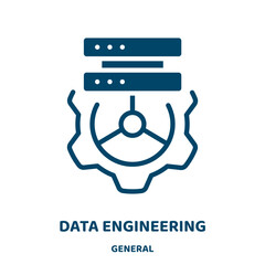 Poster - data engineering vector icon from general collection. data filled flat symbol for mobile concept and web design. Black technology glyph icon. Isolated sign, logo illustration. Vector graphics.
