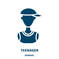 Poster - teenager vector icon from general collection. cartoon filled flat symbol for mobile concept and web design. Black female glyph icon. Isolated sign, logo illustration. Vector graphics.