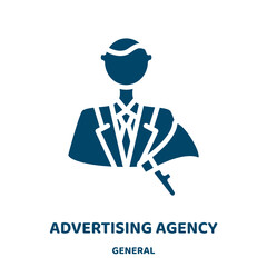 Aufkleber - advertising agency vector icon from general collection. agency filled flat symbol for mobile concept and web design. Black business glyph icon. Isolated sign, logo illustration. Vector graphics.