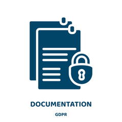 Poster - documentation vector icon from gdpr collection. document filled flat symbol for mobile concept and web design. Black paper glyph icon. Isolated sign, logo illustration. Vector graphics.