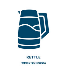 Kettle Vector Icon From Future Technology Collection. Drink Filled Flat Symbol For Mobile Concept And Web Design. Black Tea Glyph Icon. Isolated Sign, Logo Illustration. Vector Graphics.