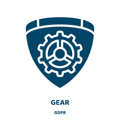 Poster - gear vector icon from gdpr collection. progress filled flat symbol for mobile concept and web design. Black cogwheel glyph icon. Isolated sign, logo illustration. Vector graphics.