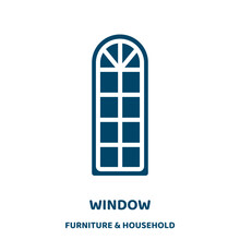 Window Vector Icon From Furniture & Household Collection. Office Filled Flat Symbol For Mobile Concept And Web Design. Black House Glyph Icon. Isolated Sign, Logo Illustration. Vector Graphics.