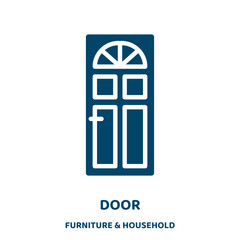 Poster - door vector icon from furniture & household collection. house filled flat symbol for mobile concept and web design. Black home glyph icon. Isolated sign, logo illustration. Vector graphics.