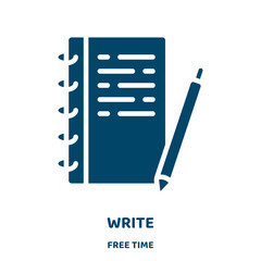 Poster - write vector icon from free time collection. computer filled flat symbol for mobile concept and web design. Black pen glyph icon. Isolated sign, logo illustration. Vector graphics.