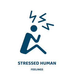 Poster - stressed human vector icon from feelings collection. human filled flat symbol for mobile concept and web design. Black stress glyph icon. Isolated sign, logo illustration. Vector graphics.