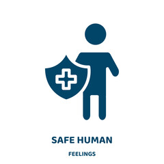 Poster - safe human vector icon from feelings collection. safe filled flat symbol for mobile concept and web design. Black business glyph icon. Isolated sign, logo illustration. Vector graphics.
