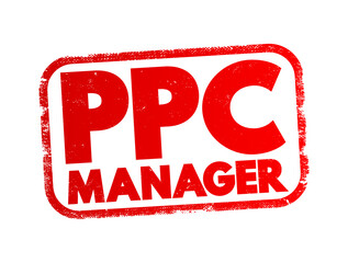 Poster - ppc manager text stamp, business concept background