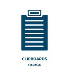 Poster - clipboards vector icon from feedback collection. clipboard filled flat symbol for mobile concept and web design. Black document glyph icon. Isolated sign, logo illustration. Vector graphics.