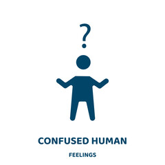 Poster - confused human vector icon from feelings collection. human filled flat symbol for mobile concept and web design. Black head glyph icon. Isolated sign, logo illustration. Vector graphics.