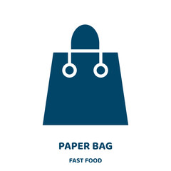 Poster - paper bag vector icon from fast food collection. paper filled flat symbol for mobile concept and web design. Black bag glyph icon. Isolated sign, logo illustration. Vector graphics.