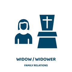 Poster - widow / widower vector icon from family relations collection. widow filled flat symbol for mobile concept and web design. Black death glyph icon. Isolated sign, logo illustration. Vector graphics.