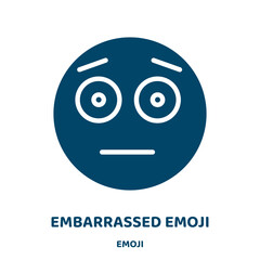 Wall Mural - embarrassed emoji vector icon from emoji collection. embarrassed filled flat symbol for mobile concept and web design. Black happy glyph icon. Isolated sign, logo illustration. Vector graphics.