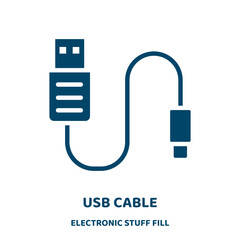 Poster - usb cable vector icon from electronic stuff fill collection. connection filled flat symbol for mobile concept and web design. Black equipment glyph icon. Isolated sign, logo illustration. Vector .