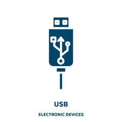 Poster - usb vector icon from electronic devices collection. technology filled flat symbol for mobile concept and web design. Black internet glyph icon. Isolated sign, logo illustration. Vector graphics.
