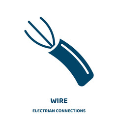 Poster - wire vector icon from electrian connections collection. cable filled flat symbol for mobile concept and web design. Black technology glyph icon. Isolated sign, logo illustration. Vector graphics.