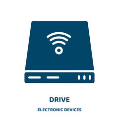 Poster - drive vector icon from electronic devices collection. auto filled flat symbol for mobile concept and web design. Black vehicle glyph icon. Isolated sign, logo illustration. Vector graphics.